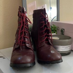 Burgundy Combat Booties Size 11